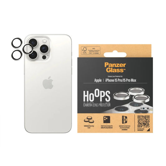 PanzerGlass™ Hoops Camera Lens Protector iPhone 15 Pro | 15 Pro Max | White Titanium