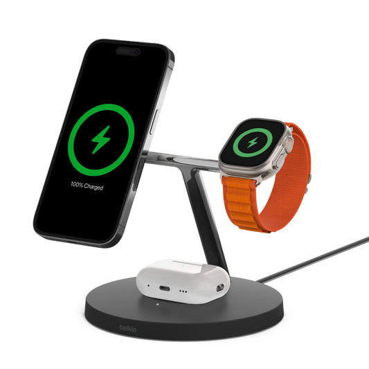 Cargador inalámbrico Qi2 15w Magsafe Belkin 3 en 1