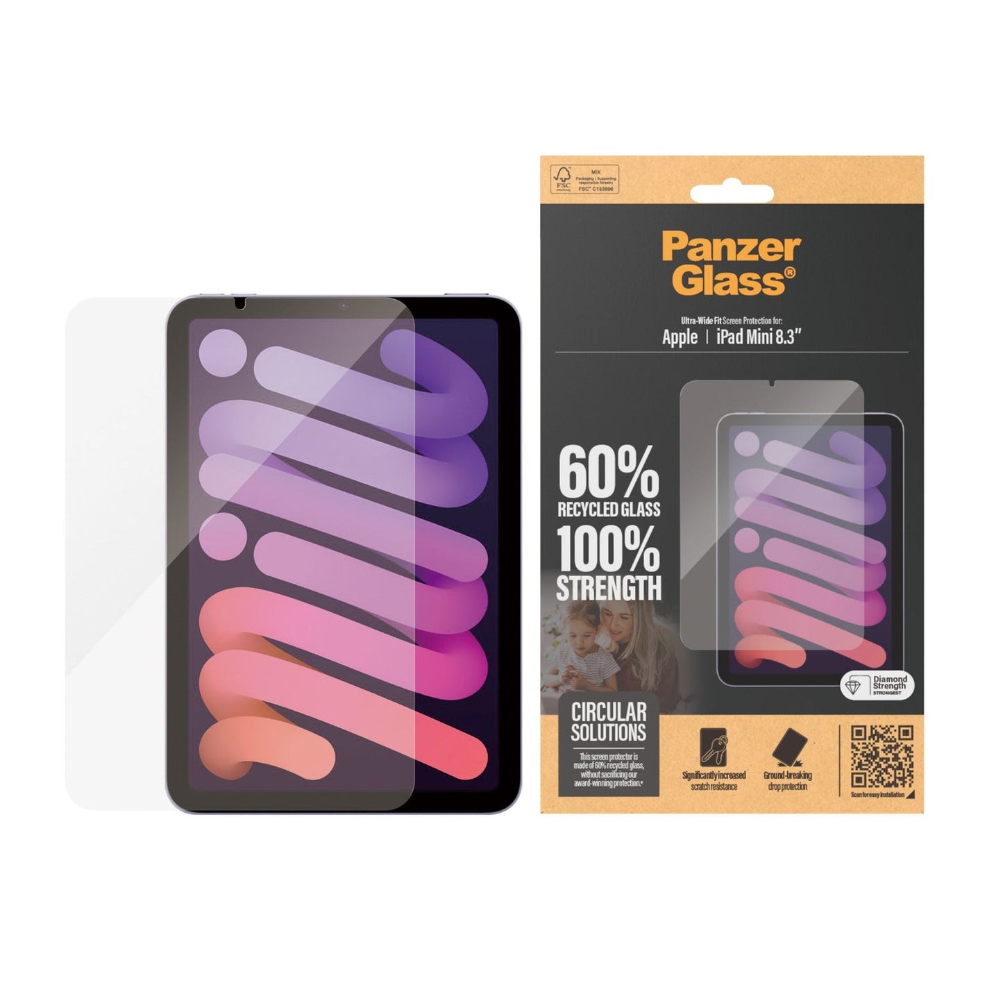 PROTECTOR DE PANTALLA PANZERGLASS® PARA IPAD MINI DE 8,3'' (2021, 2024) | AJUSTE ULTRA ANCHO
