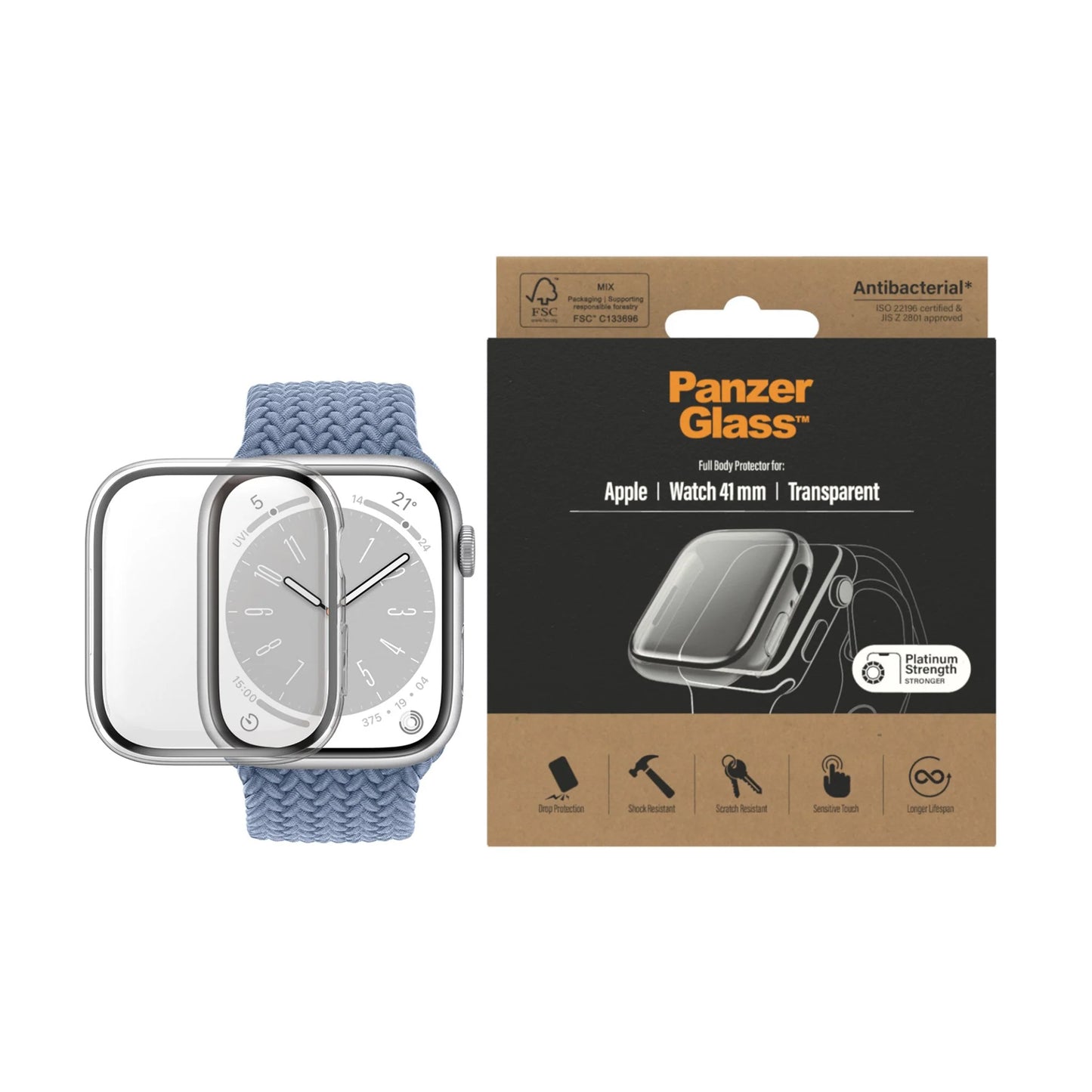 PanzerGlass Screen Protector Full Body Apple Watch Series 9 con D3O 45mm Transparente