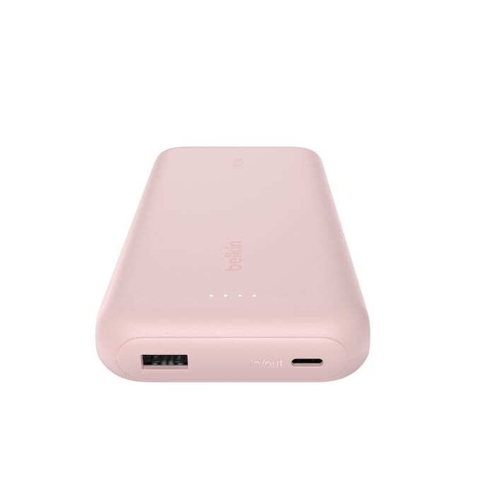Belkin 20K Power Bank with 30WPD + Integrated USB-C Cable, Pink