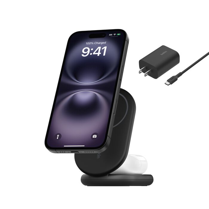 Belkin Qi2 15W 2 in 1 Foldable Black WIZ028ttBK