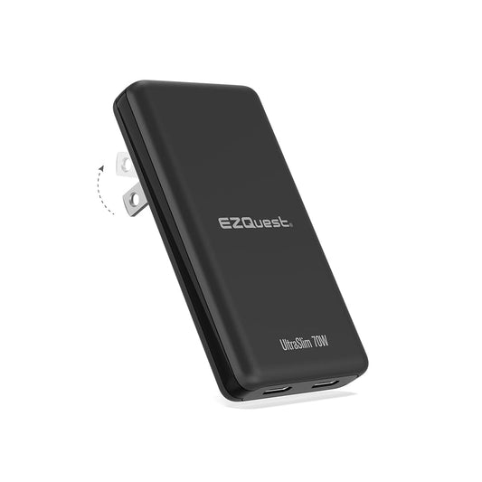 EZQuest UltraSlim Wall Charger Dual USB-C 70W Black