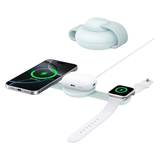 Anker MagGo Wireless Charging Station 3-in-1 Foldable Pad Verde Azulado
