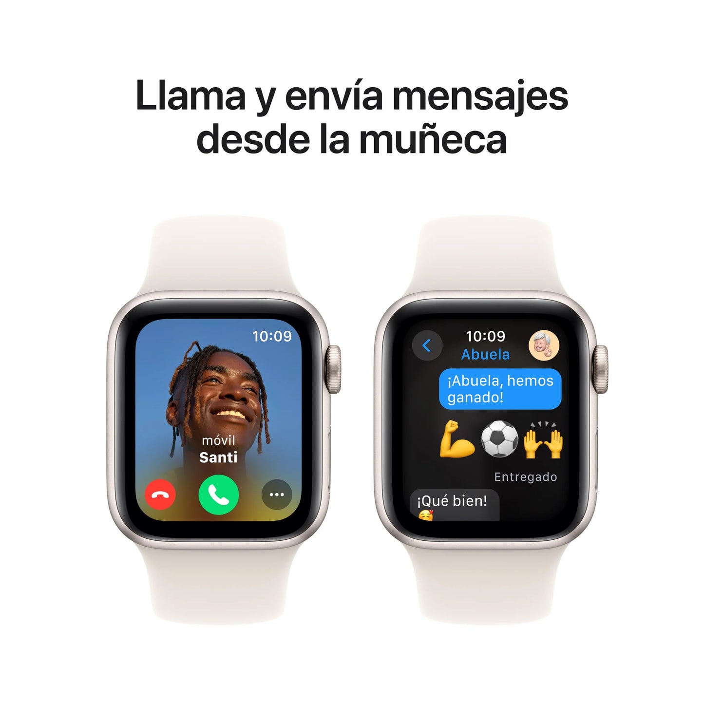 Apple Watch SE GPS • Caja de aluminio blanco estelar de 44 mm • Correa deportiva blanco estelar - M/L