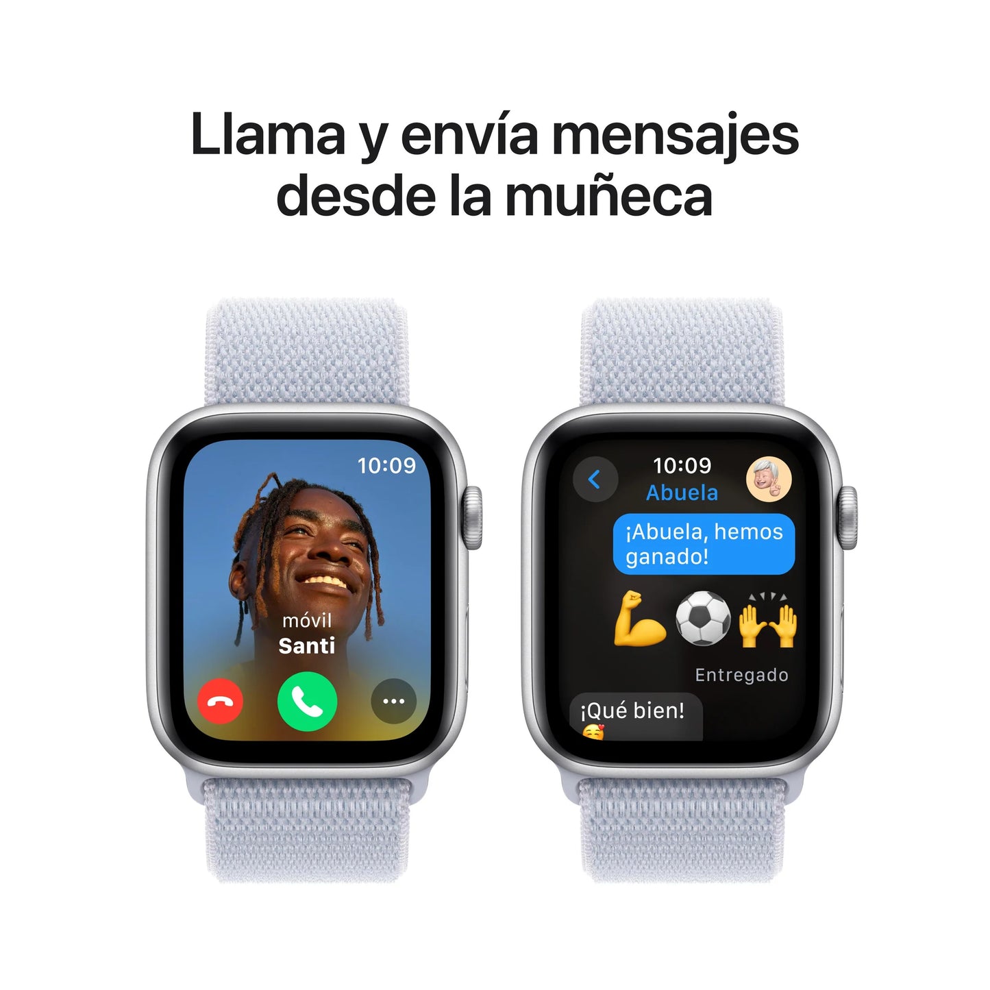 Apple Watch SE GPS • Caja de aluminio color plata de 44 mm • Correa loop deportiva azul nube