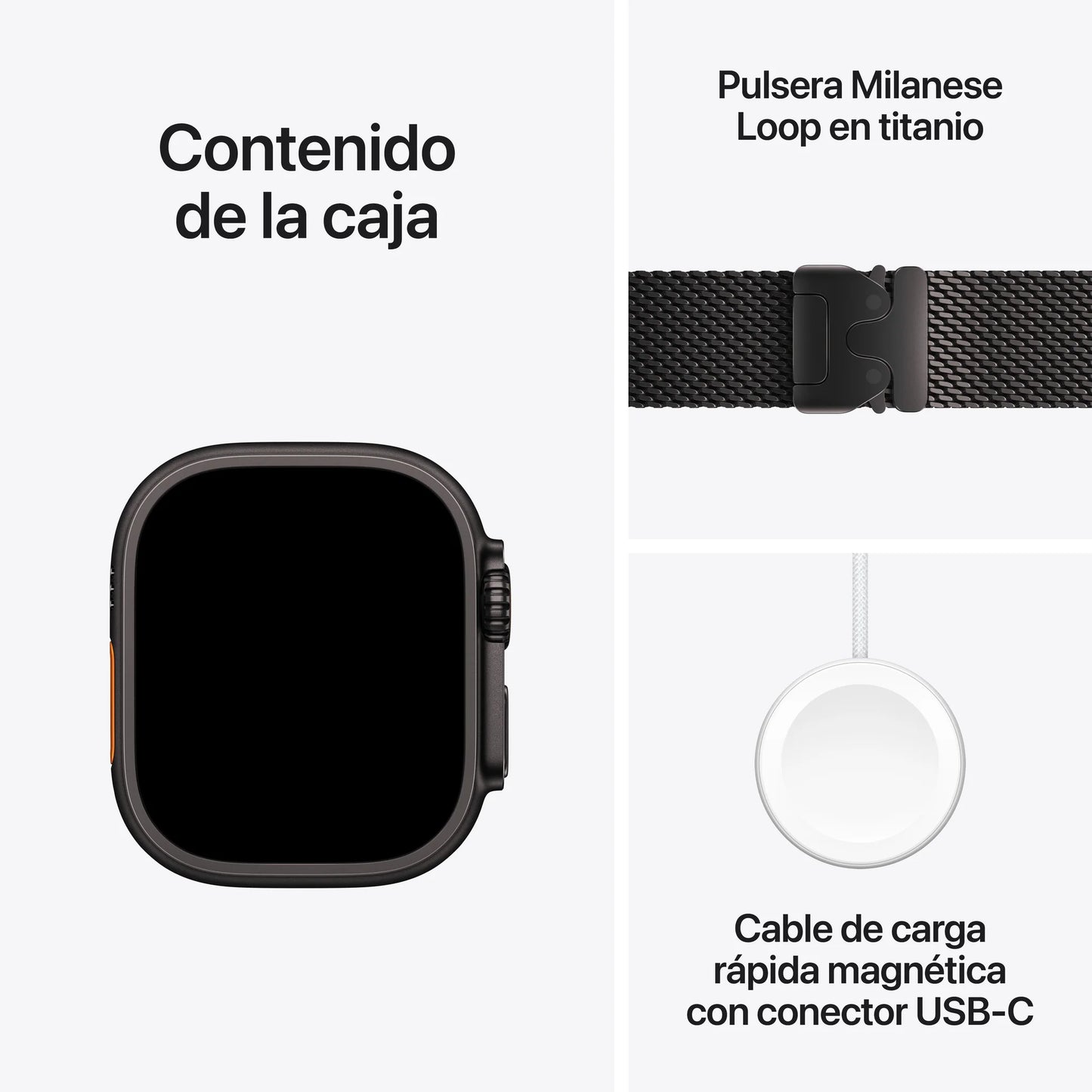 Apple Watch Ultra 2 GPS + Cellular • Caja de titanio negro de 49 mm • Correa estilo milanés de titanio negro - Mediana