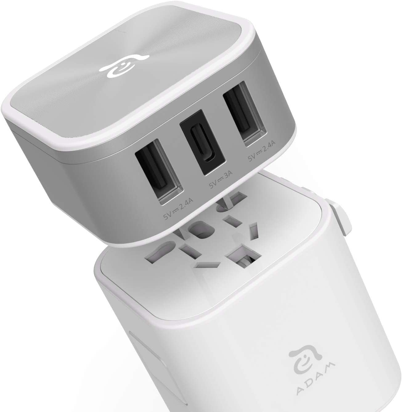 Adam Elements Omnia T3 USB-C a USB-A Adaptador de viaje 17w Plateado