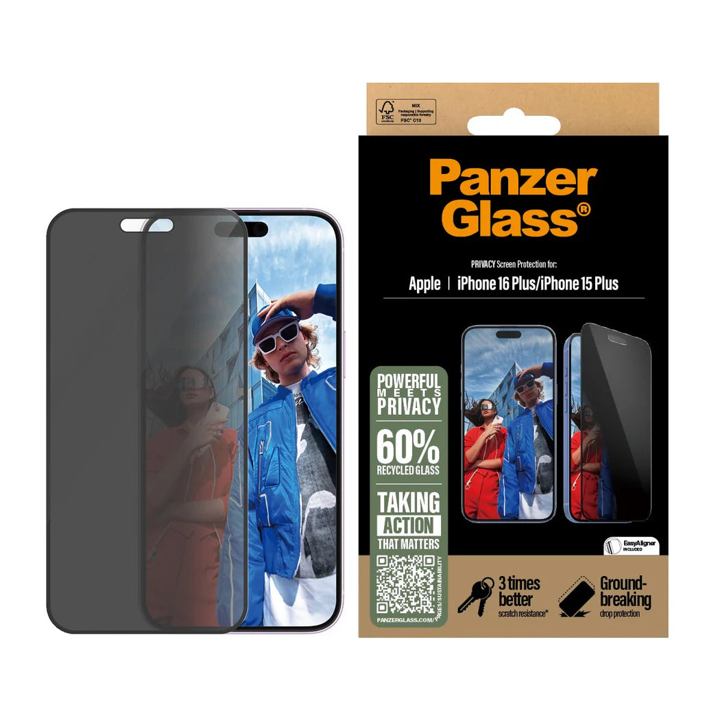 PANZERGLASS® PRIVACY SCREEN PROTECTOR IPHONE 16 PLUS / 15 PLUS | ULTRA-WIDE FIT