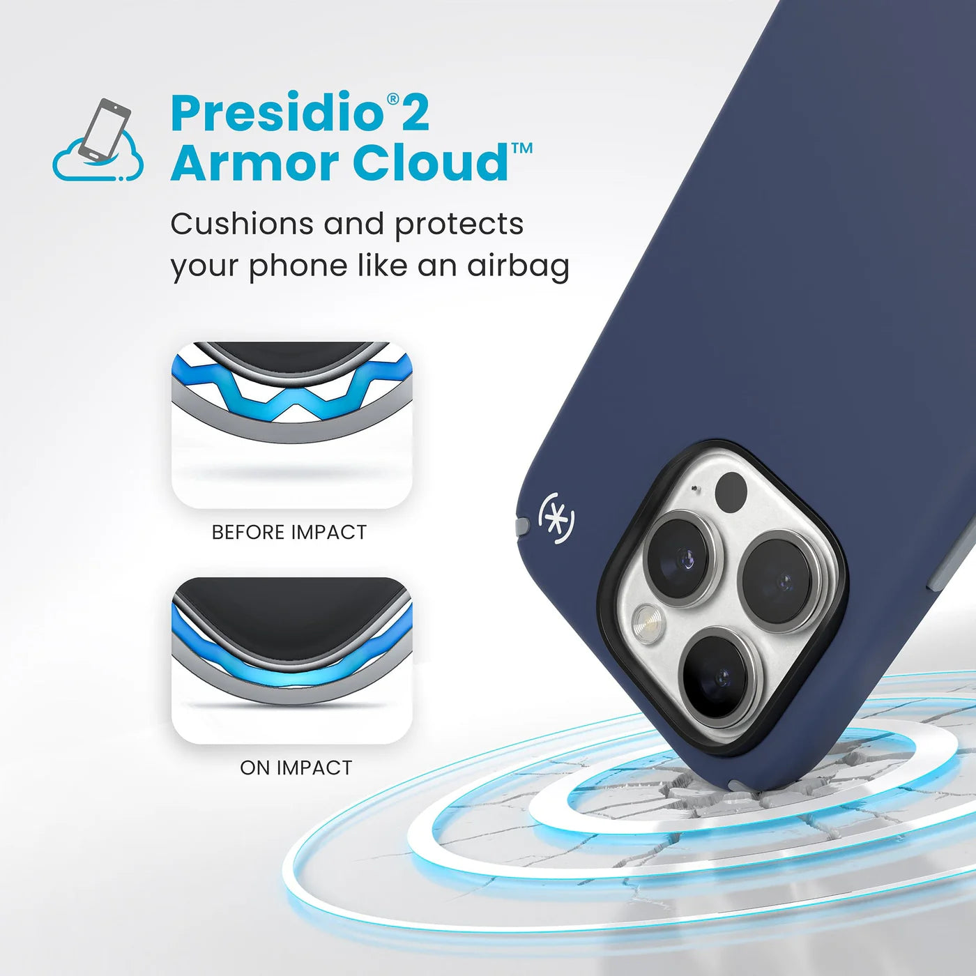 Speck Presidio2 Case con Magsafe para iPhone 16 Pro Azul