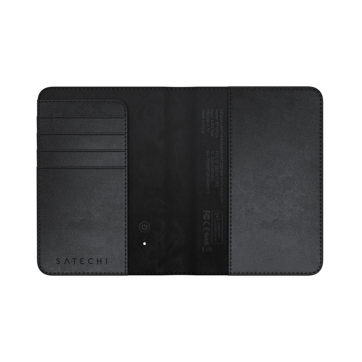 Satechi Vegan-Leather Passport Cover w/ Find My (Black)