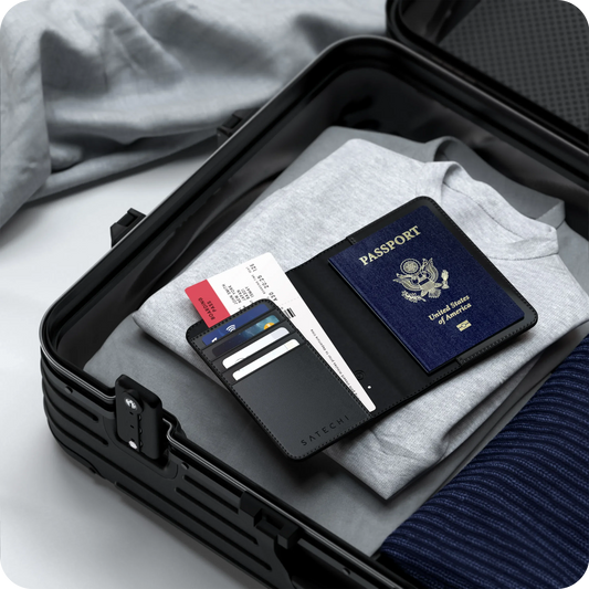 Satechi Vegan-Leather Passport Cover w/ Find My (Black)