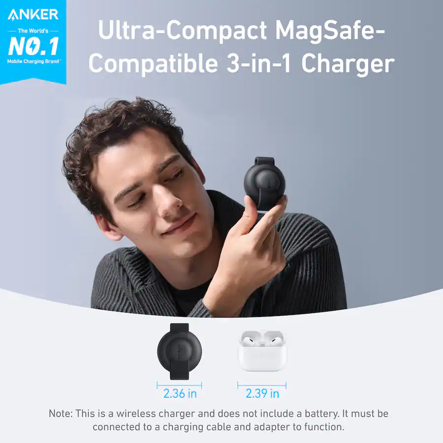 Anker MagGo Wireless Charging Station 3-in-1 Foldable Black
