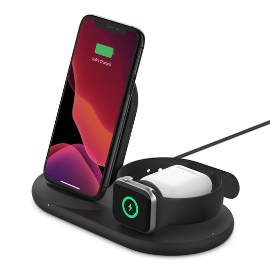 Belkin cargador Inalámbrico 3 en 1 con Stand Negro