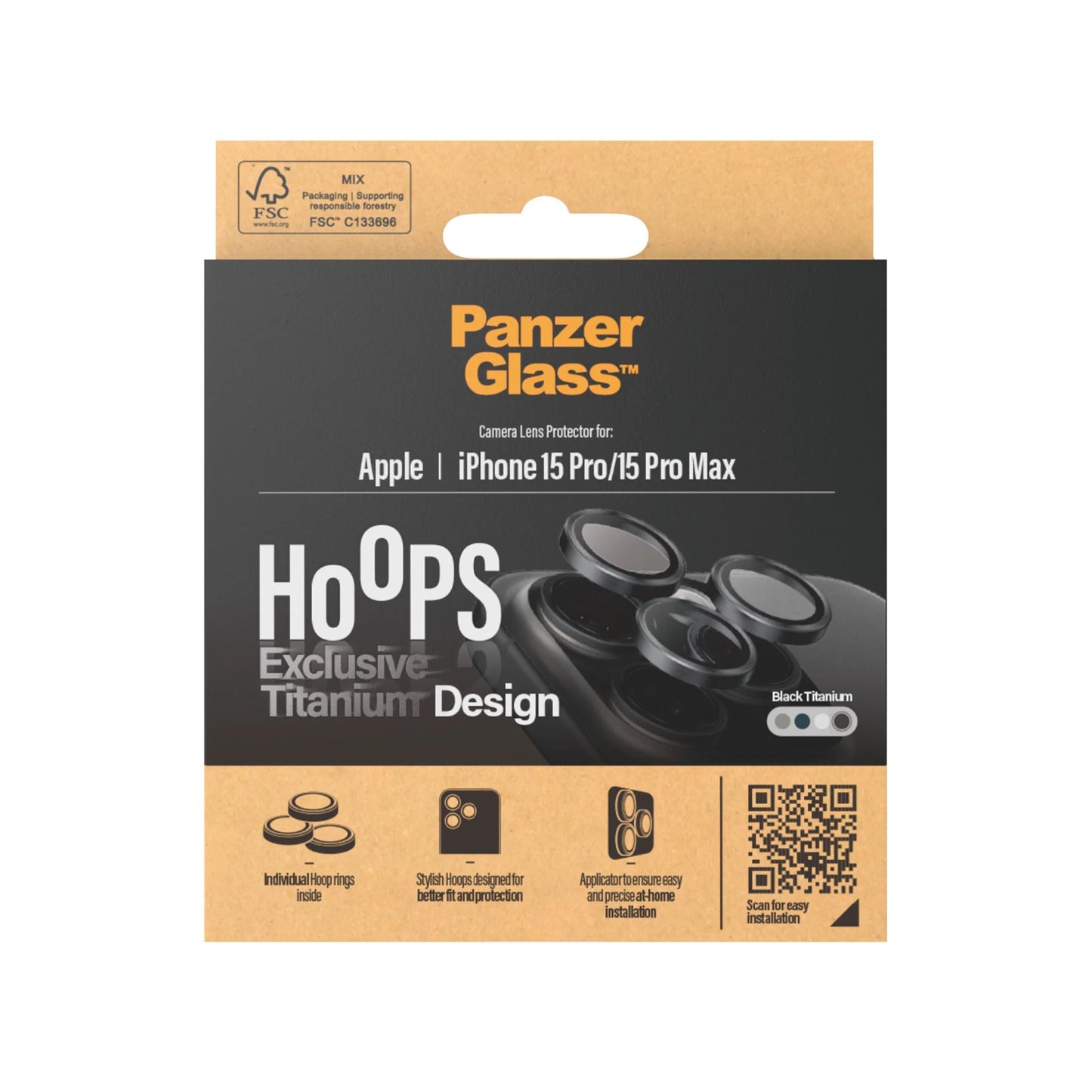 PanzerGlass Hoops Camera Lens Protector iPhone 15 Pro | 15 Pro Max | Negro