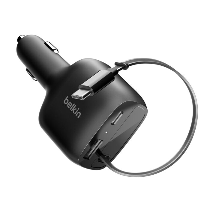 Belkin 75W Car Charger Cable USB-C 60W - USB-C 30W - USB-A 12W