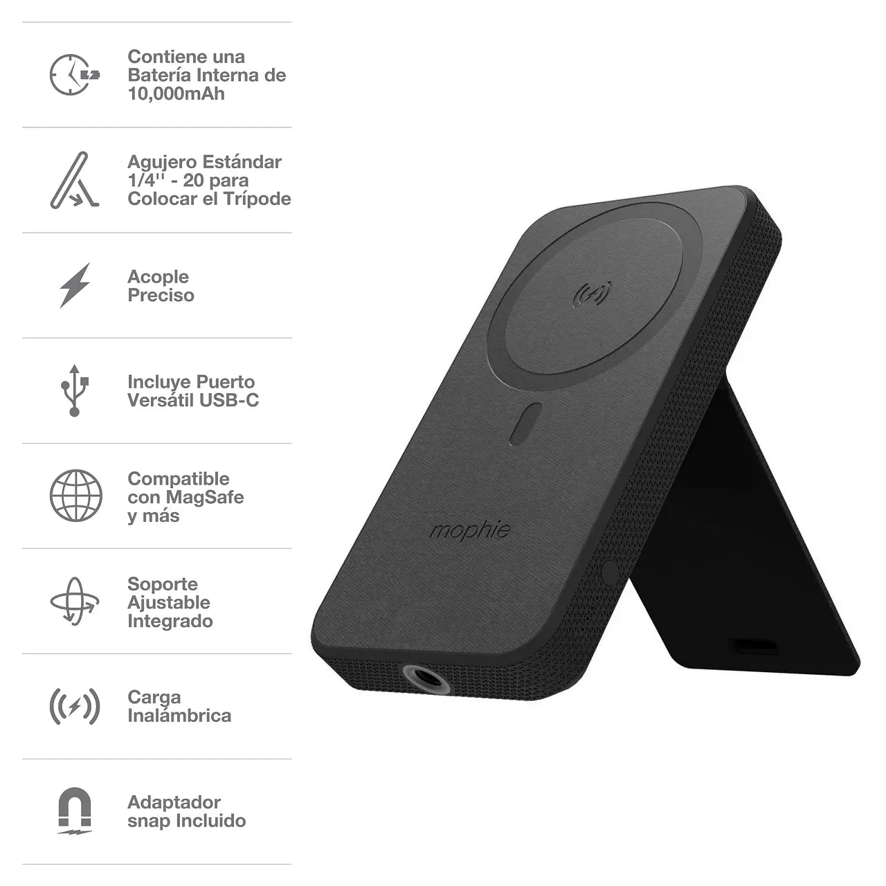 Mophie Cargador Inalámbrico Magnético Snap + Powerstation con Magsafe 10,000mAh