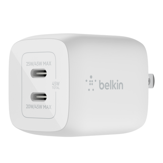 Belkin Cargador de pared Dual USB-C GaN con PPS 45W