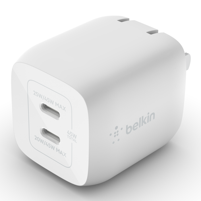 Belkin Cargador de pared Dual USB-C GaN con PPS 45W