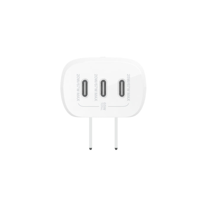 Cargador de pared Belkin 3 Puertos USB-C con PPS de 67W Blanco