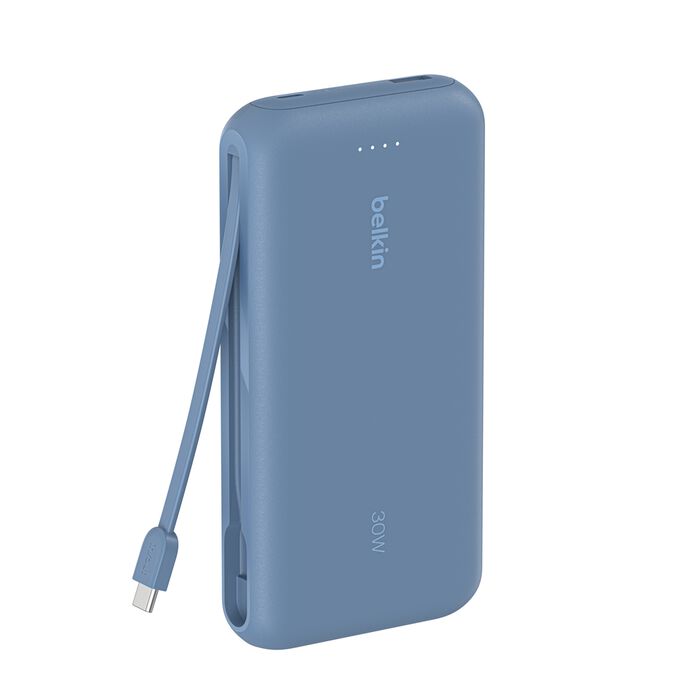 Belkin 20K Power Bank with 30WPD + Integrated USB-C Cable, Blue