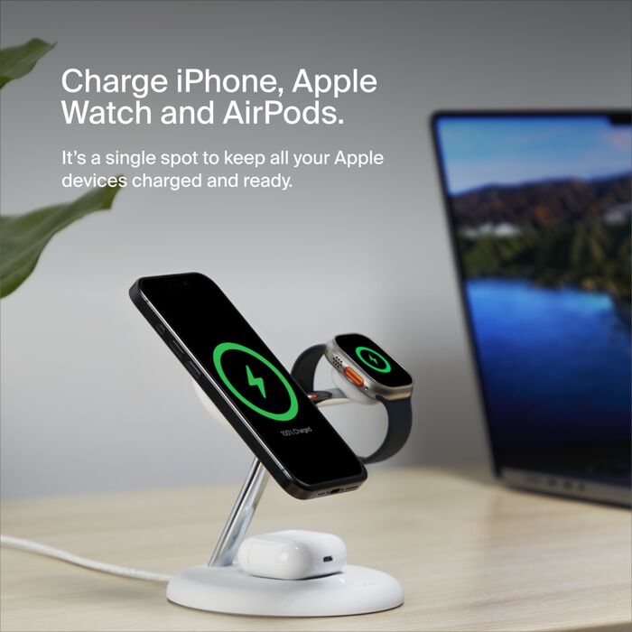 Belkin Qi2 15w 3 in 1 stand white