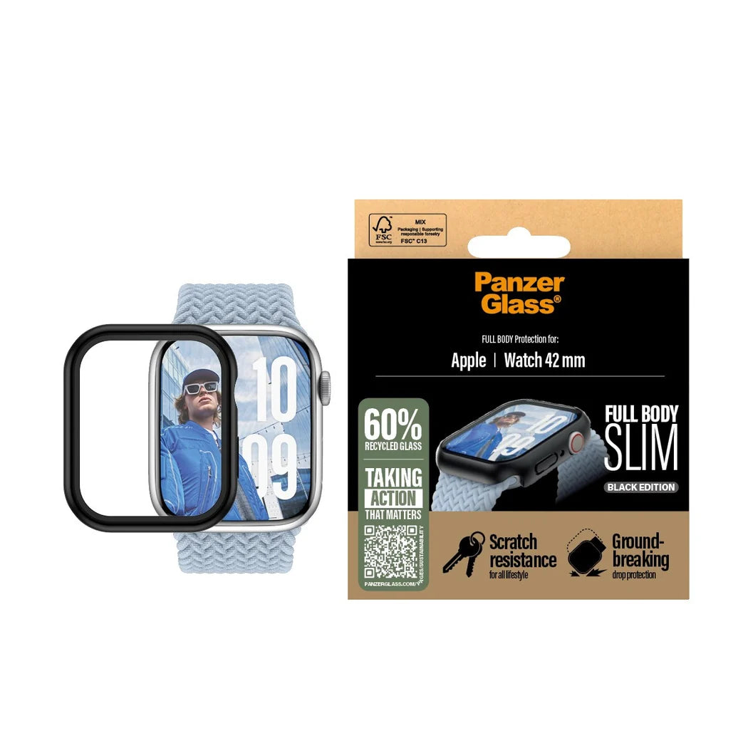 PanzerGlass® Screen Protector Snappie Full Body Slim Black Apple Watch 42 mm