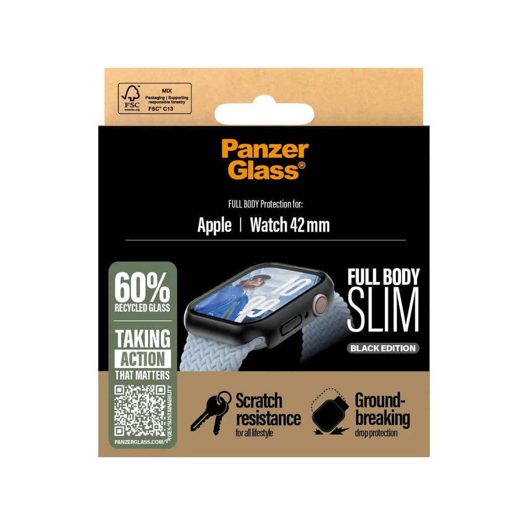PanzerGlass® Screen Protector Snappie Full Body Slim Black Apple Watch 42 mm