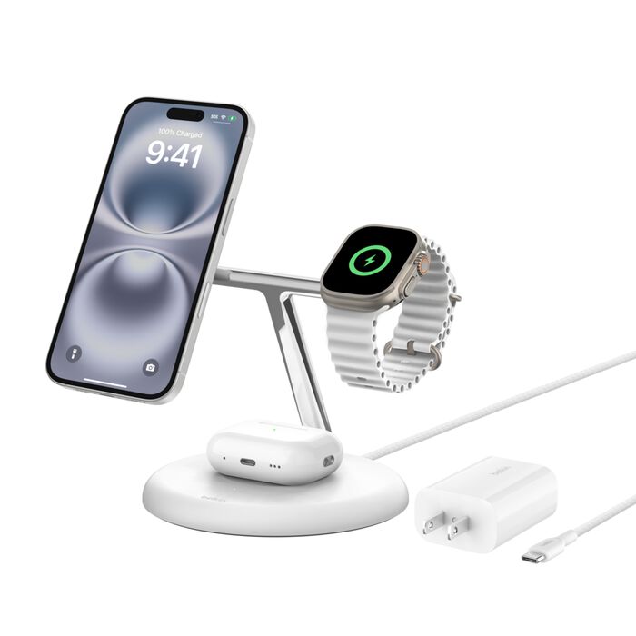 Belkin Qi2 15w 3 in 1 stand white