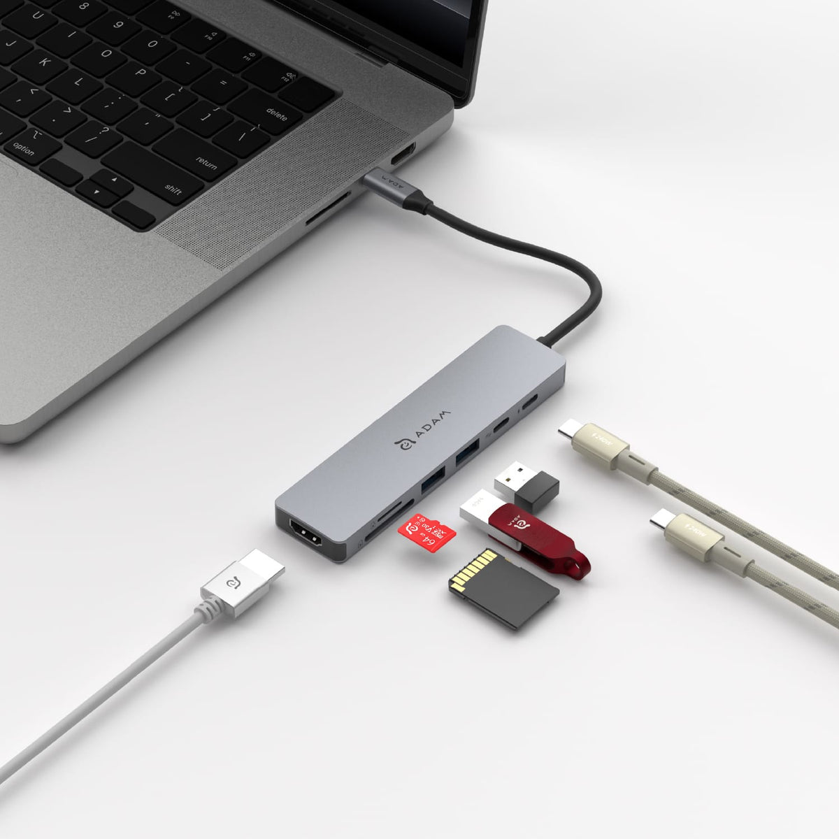 Adam Elements SE07 USB-C 7-in-1 Multi-Function Hub - Grey