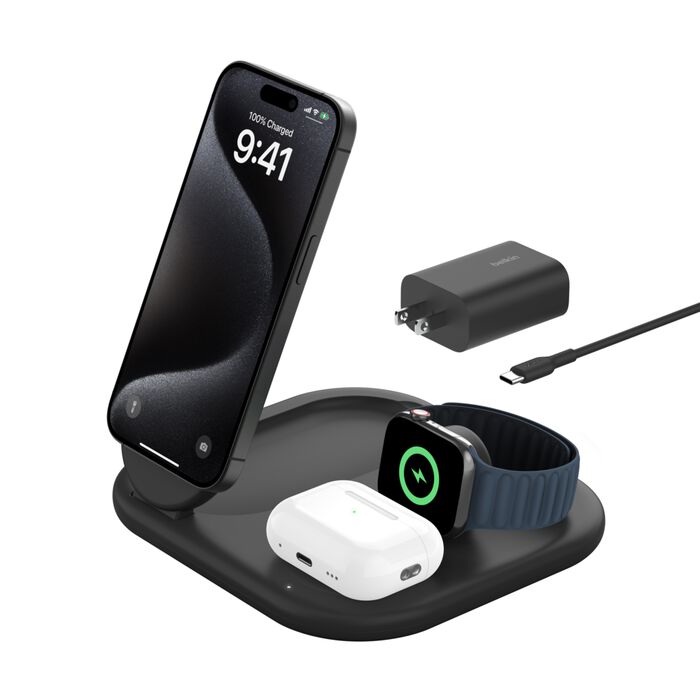 Belkin Qi2 15W 3 en 1 Foldable Black