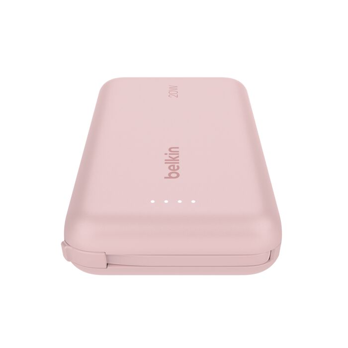 Belkin 10K Power Bank with 20W PD + Integrated USB-C Cable, Pink