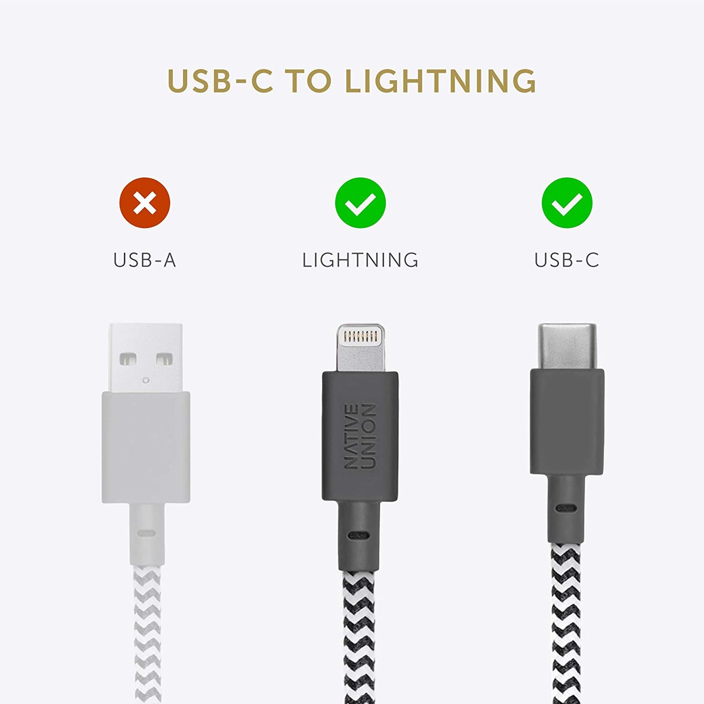 Native Union Cable USB-C a Lightning, 1.2m - Cosmos Black