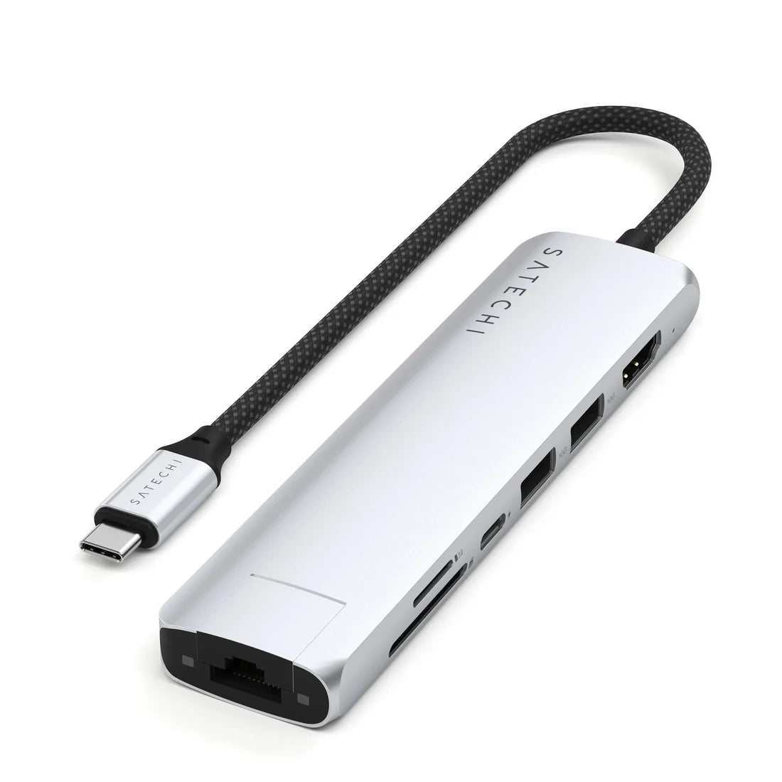 Satechi 7-in-1 USB-C Slim Multiport Adapter with Ethernet (Silver)