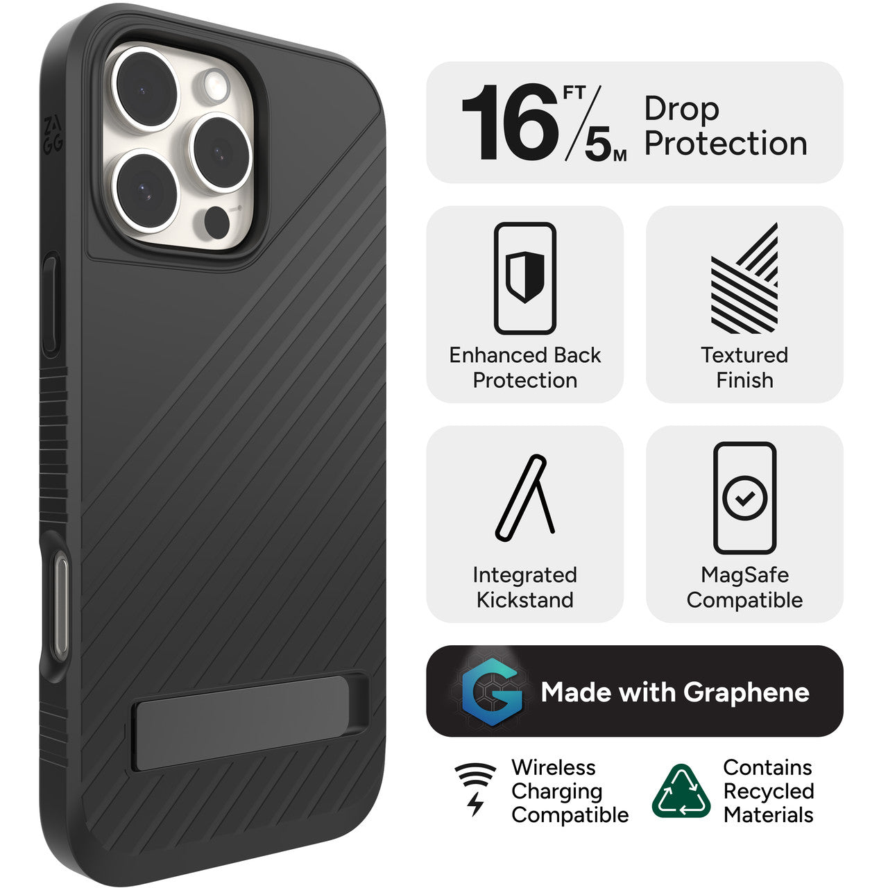 Zagg Cases Denali Snap Black iPhone 16 Pro Max