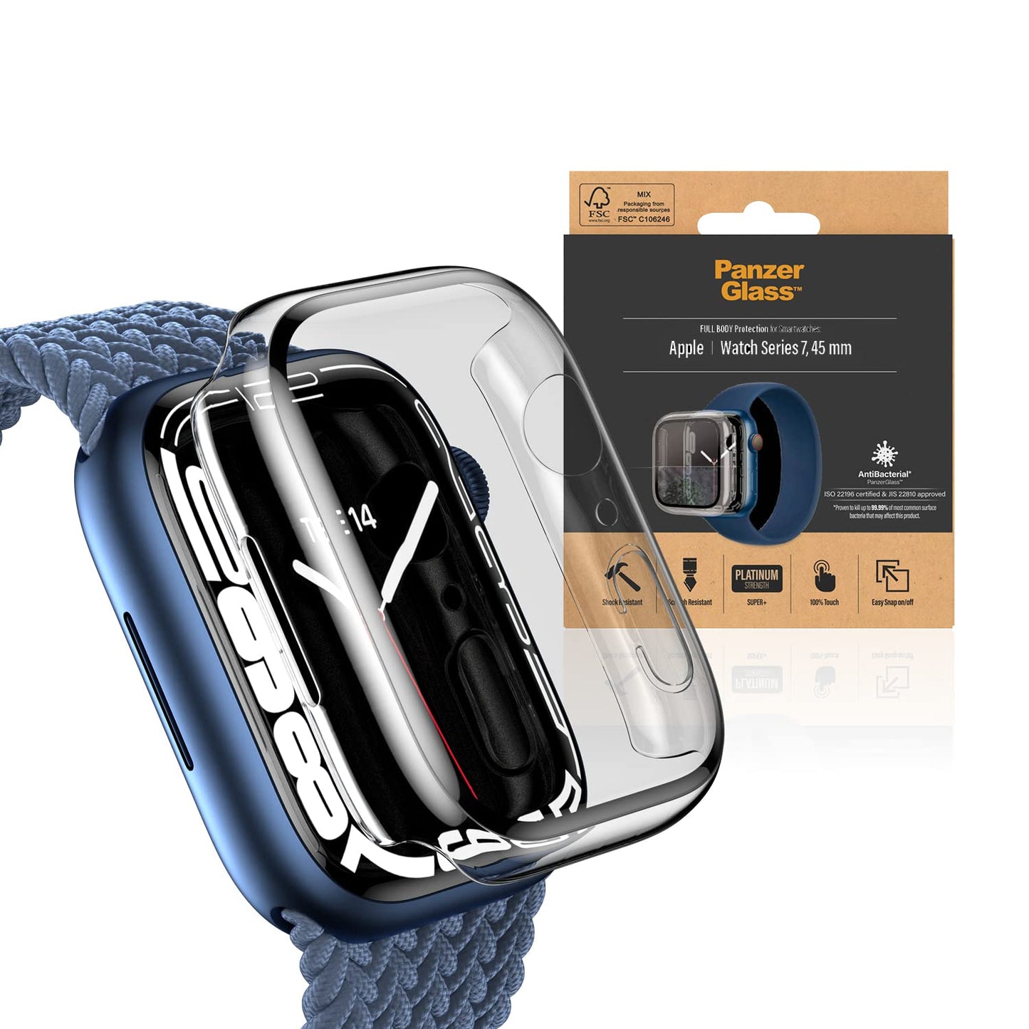 PanzerGlass Screen Protector Full Body Apple Watch Series 9 l 8 l 7 45mm Black