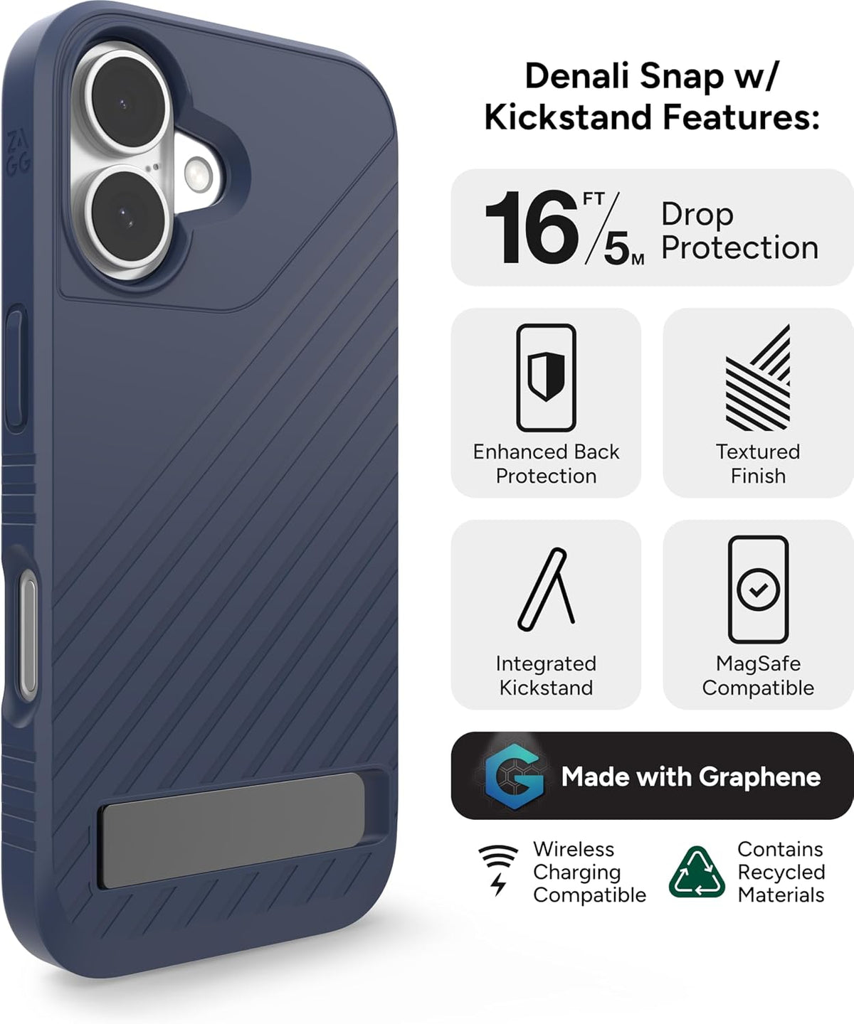 ZAGG Cases Denali Snap Navy iPhone 16