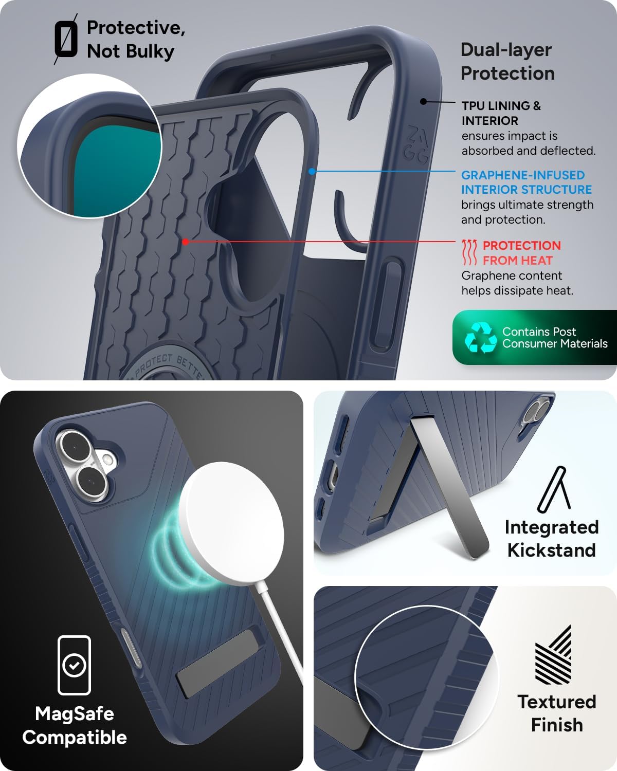 ZAGG Cases Denali Snap KS LGPL-FG-Black iPhone 16 Plus