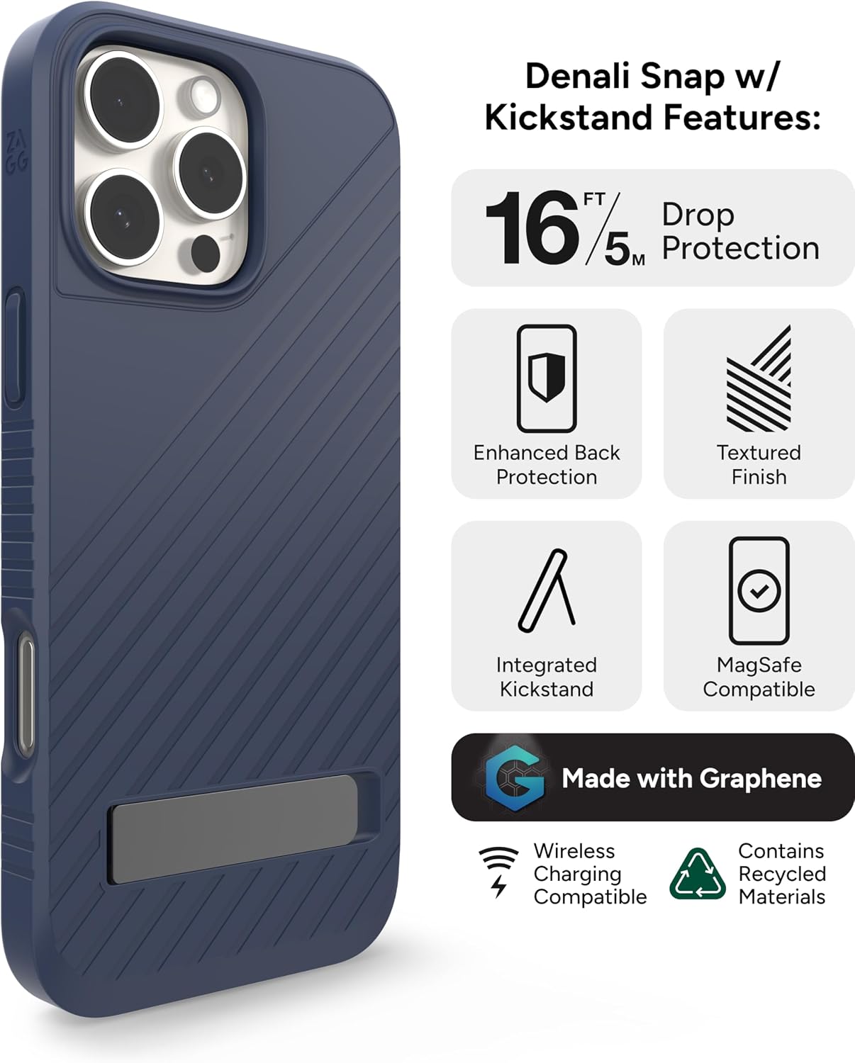 ZAGG Cases Denali Snap Navy iPhone 16 Pro Max