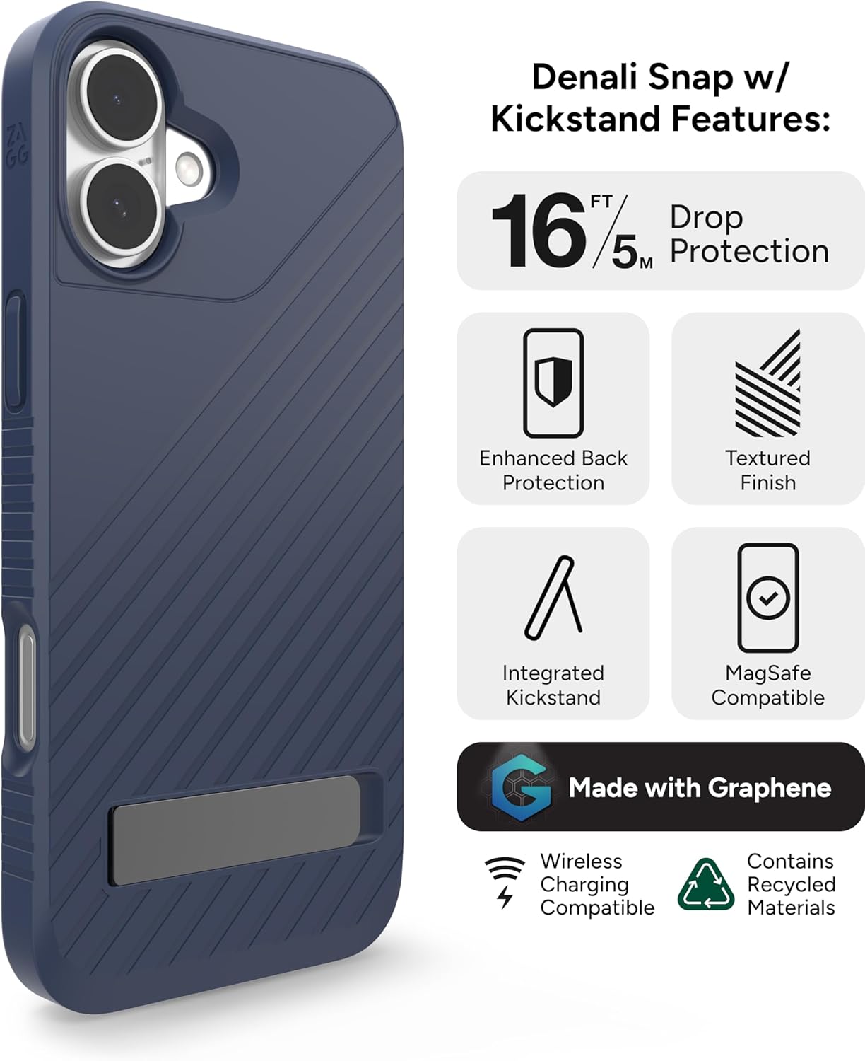 ZAGG Cases Denali Snap KS LGPL-FG-Navy iPhone 16 Plus