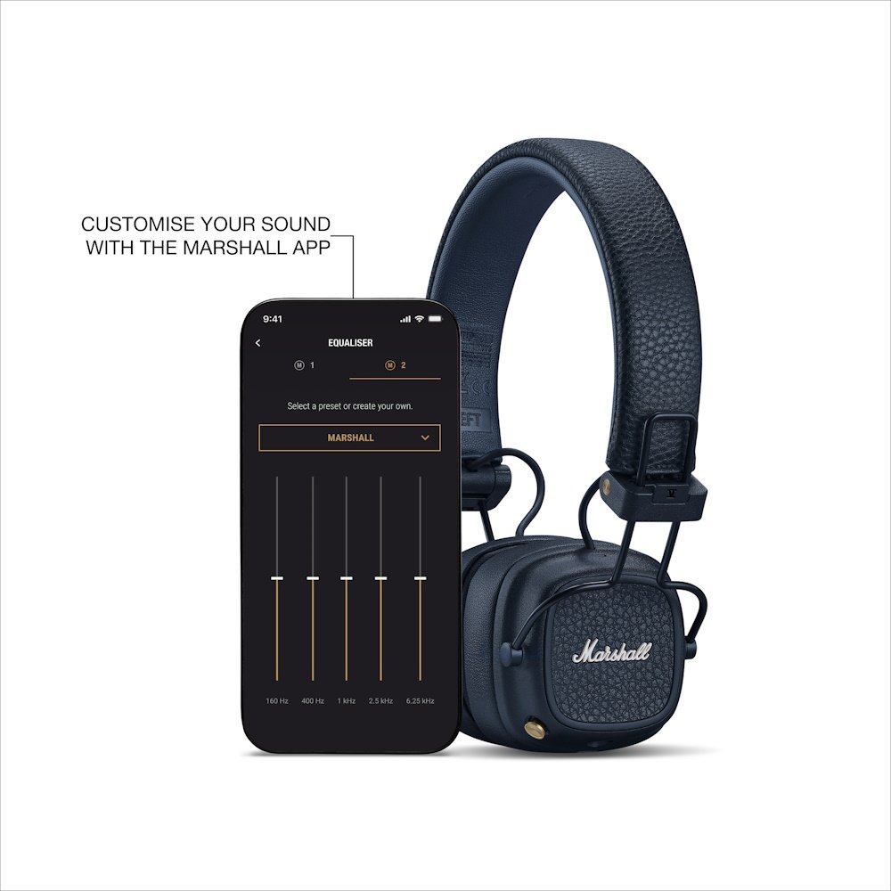 Marshall Major V Bluetooth On Ear Headphones - Midnight Blue