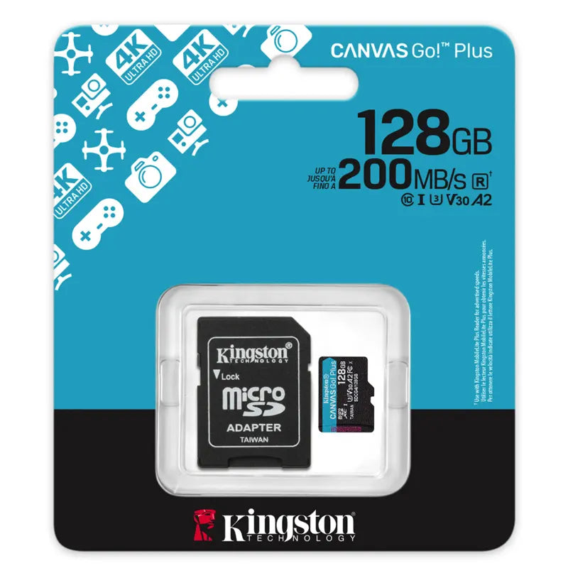 Kingston microSDXC Canvas Go Plus Gen4 200MB/s A2 U3 V30 Card + ADP 128GB