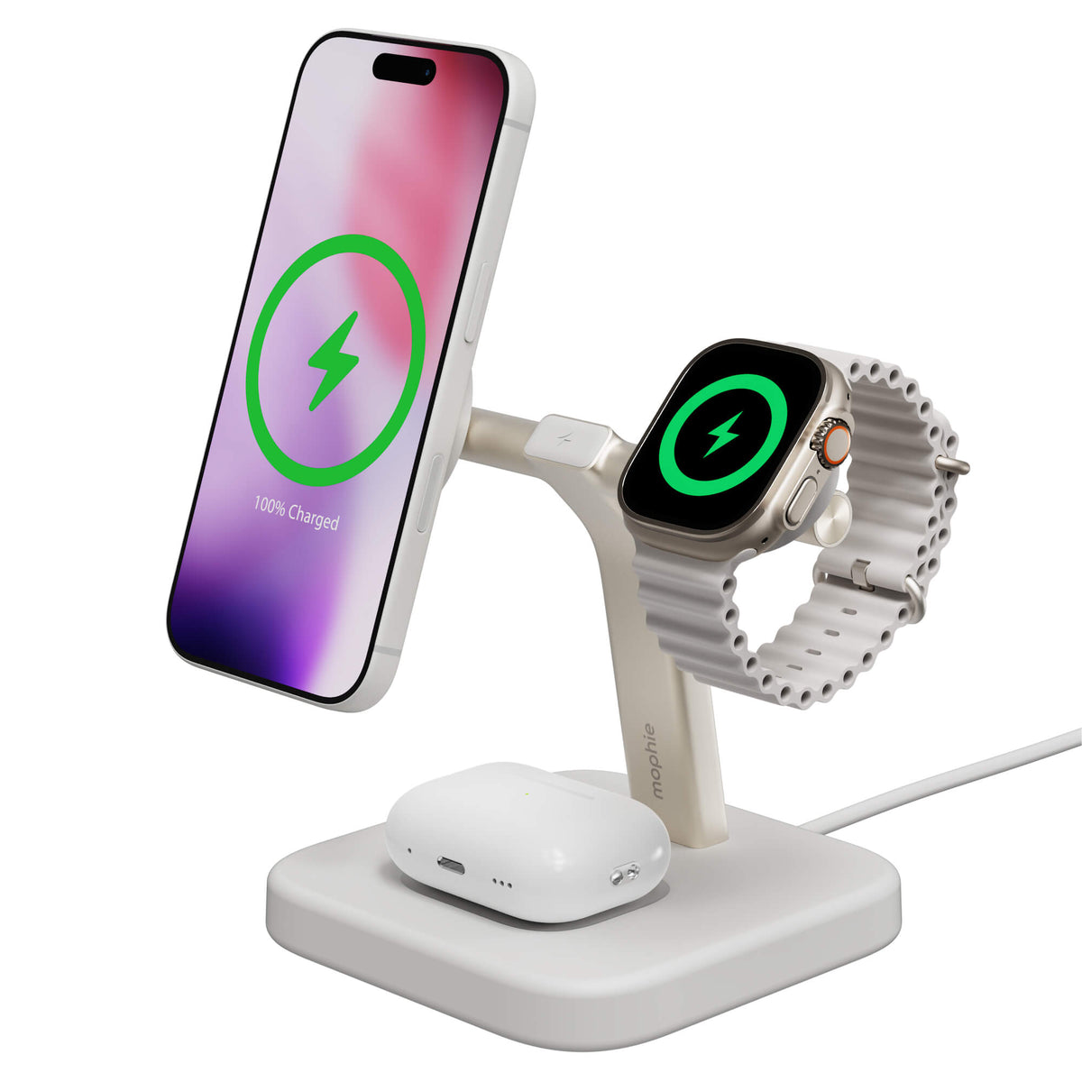 Mophie 3 in 1 Qi2 Charging Stand White