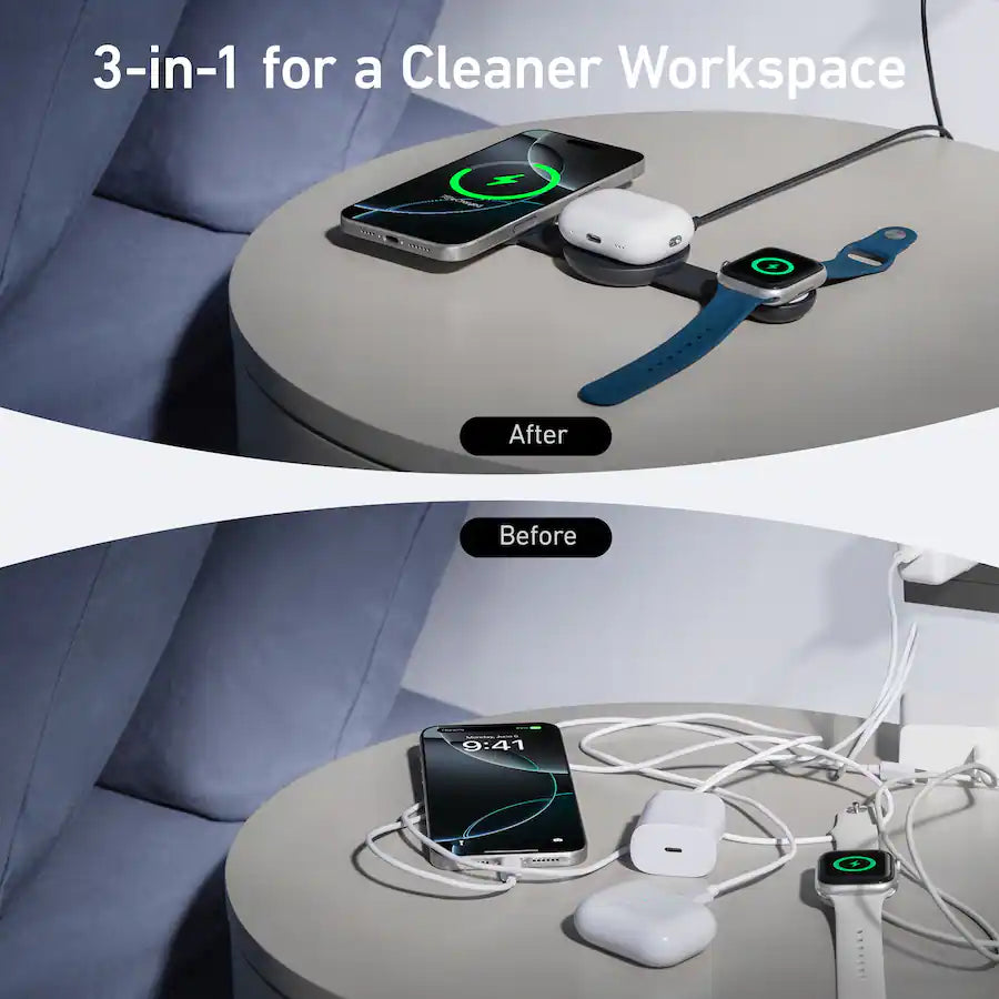 Anker MagGo Wireless Charging Station 3-in-1 Foldable Black