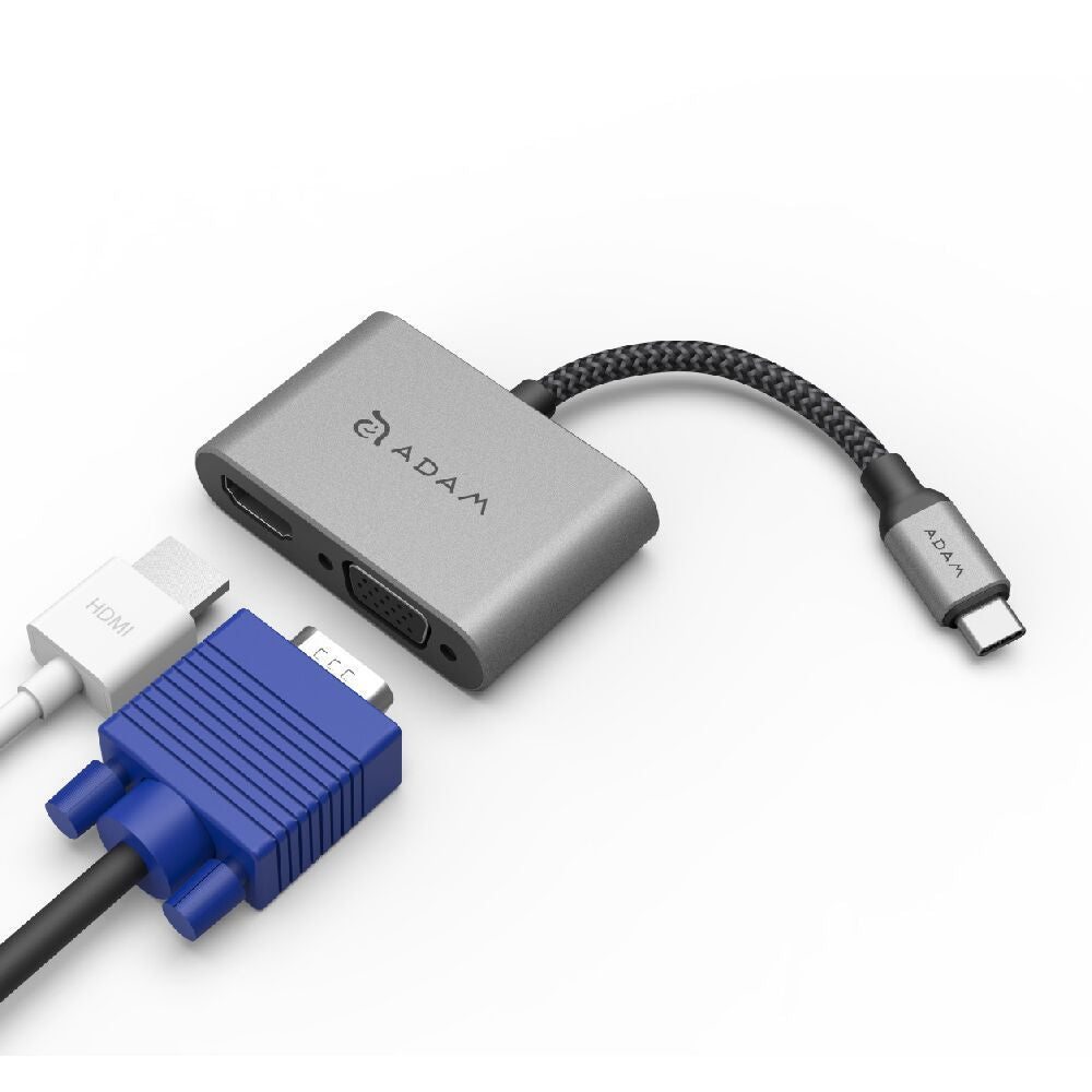 Adam Elements Adaptador hub VH1 USB-C a HDMI/VGA