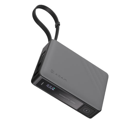 Adam Elements GRAVITY 30W Fast Charging Power Bank with Built-In Cable - Grey