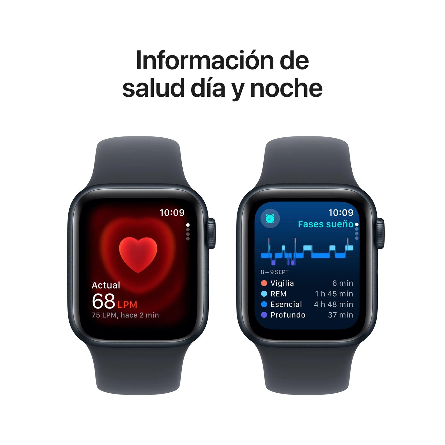 Apple Watch SE GPS • Caja de aluminio color medianoche de 44 mm • Correa deportiva color medianoche - M/L