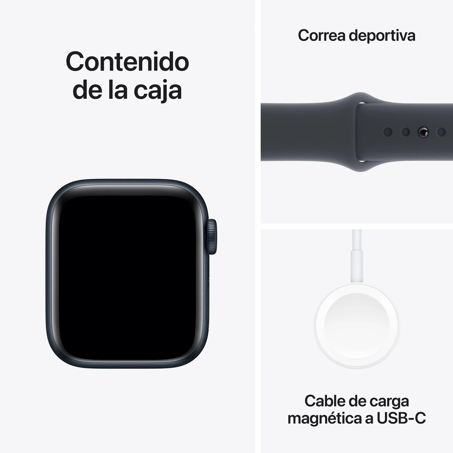 Apple Watch SE GPS • Caja de aluminio color medianoche de 44 mm • Correa deportiva color medianoche - M/L