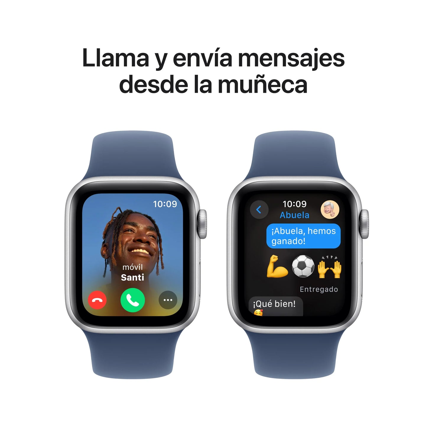 Apple Watch SE GPS • Caja de aluminio color plata de 44 mm • Correa deportiva azul denim - S/M