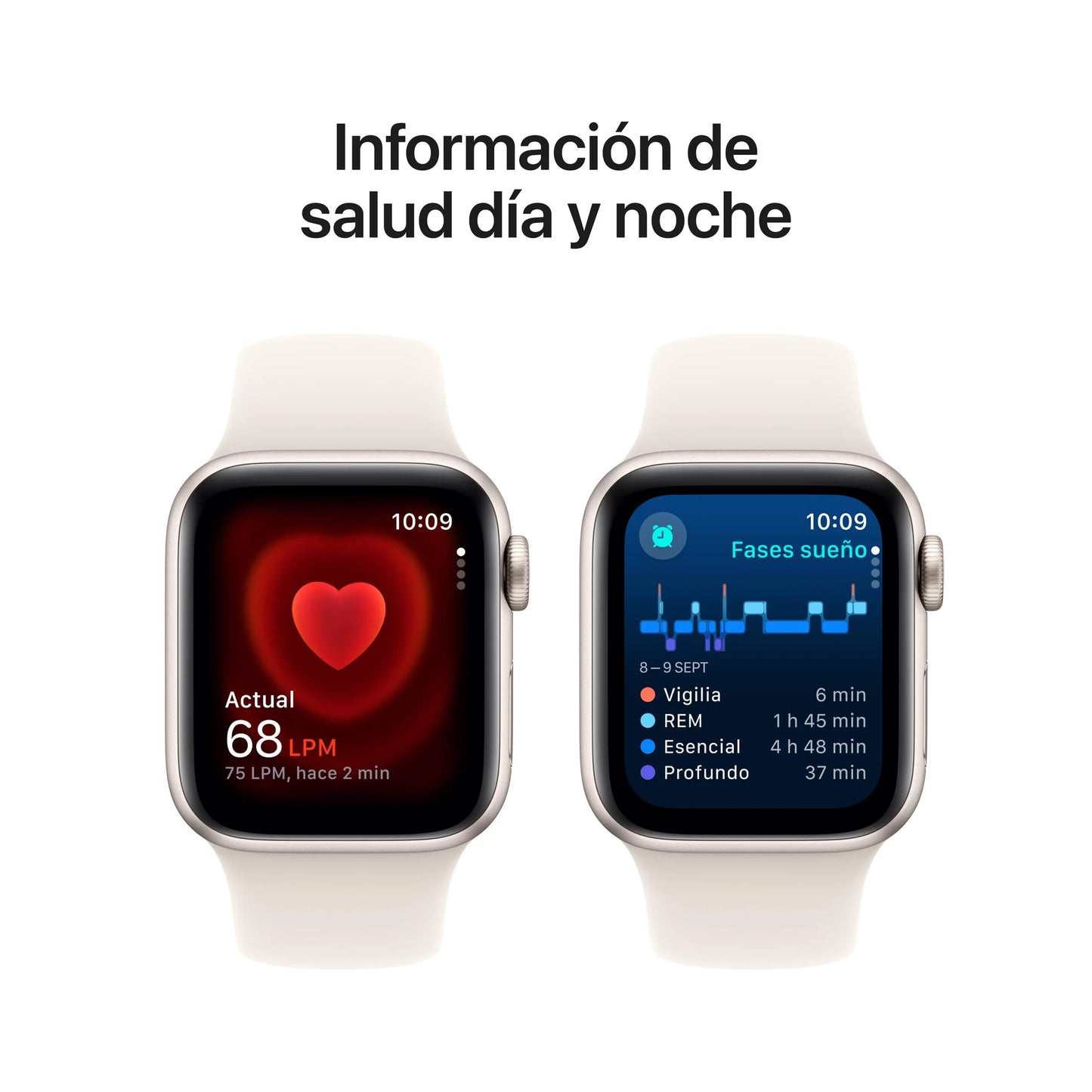 Apple Watch SE GPS • Caja de aluminio blanco estelar de 44 mm • Correa deportiva blanco estelar - M/L